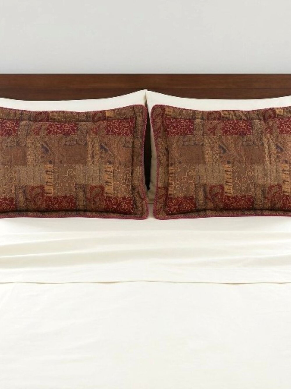Croscill Galleria King Pillow Shams Pair Burgundy Gold Patchwork Paisley Vtg Set